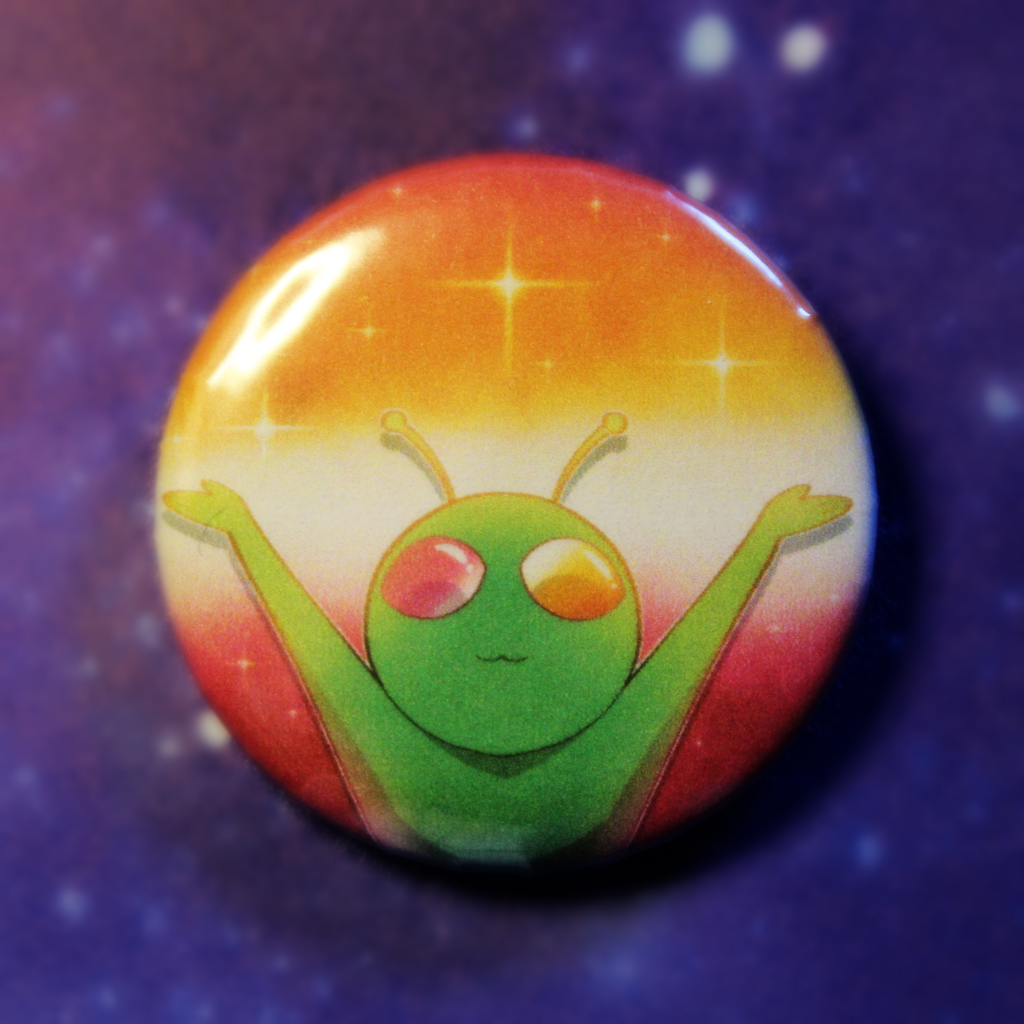 Proud Lesbian Alien Button Pin