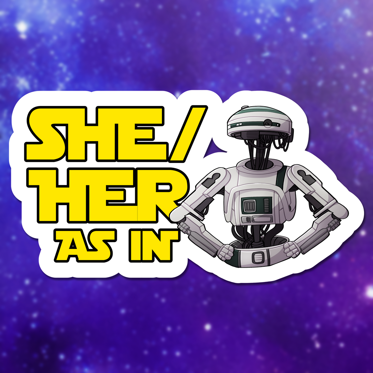 L3-37 She/Her Sticker